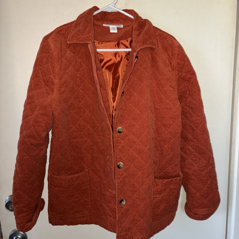 Serengeti-Woman's Burnt Orange Quilted Cotton Blend Jacket Coat Barnyard Sz L